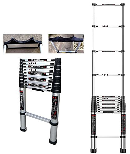 Telescopic ladder Large Extension Telescopic Ladder with Non-slip Safety Parts, Lightweight Telescoping Ladder for Industrial/Emergency Use, Easy to Storage (Size : 5.5m/18ft)