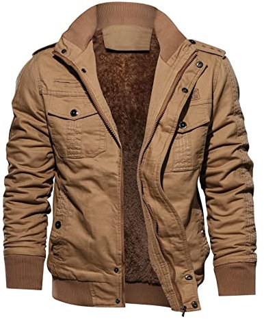 Didadihu Herren-Jacken, Grobstrick Winterjacken Men Skijacke Arbeitsjacke Softshell Teddy Winter Jacket Outdoorjacke Warnschutzjacke Wasserdichte Flauschig,C,XXL
