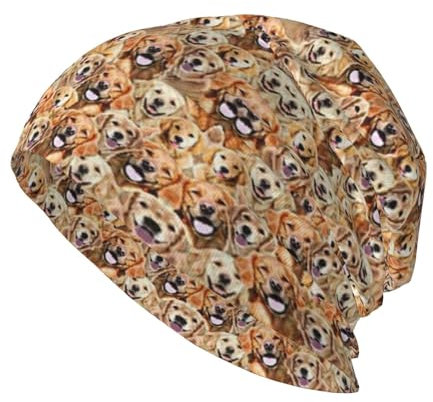 RAXER Labrador Retriever Beanie-Mütze für Damen und Herren, bedruckt, bequem, atmungsaktiv, weich, warm, gestrickt, Baumwolle, Schwarz, Schwarz , One size