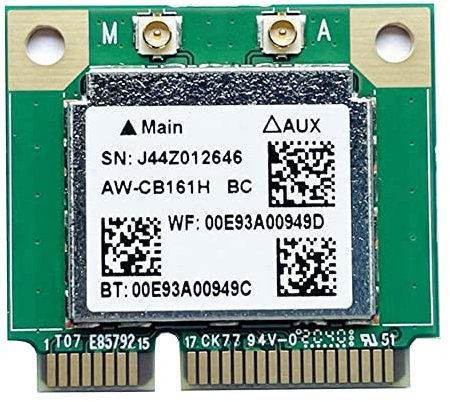 Realtek RTL8821 AW-CB161H - Tarjeta wifi, Bluetooth 4.0, combo sin medio adaptador Mini PCI-E, 433 Mbps, 802.11 AC