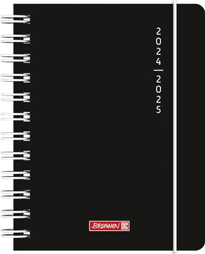 BRUNNEN Schülerkalender (2024/2025) „Plain Black“, 1 Seite = 1 Tag, A6, 352 Seiten, schwarz