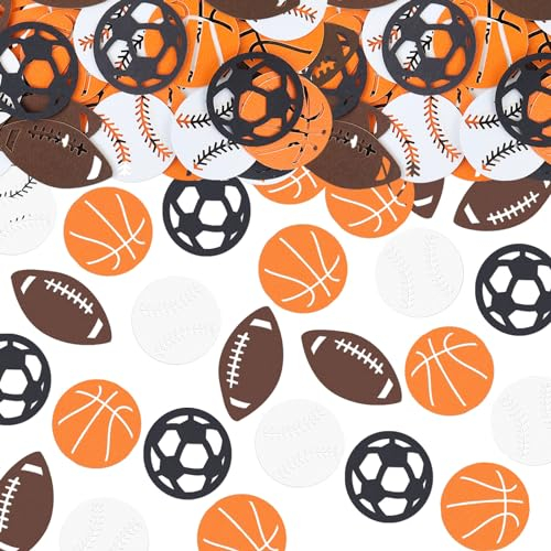 Blumomon 100 PCS Basketball Baseball Rugby Fußball Konfetti für Jungen Tischdekoration Konfetti Boy Geburtstag Dekorationen Thema Party Dekorationen