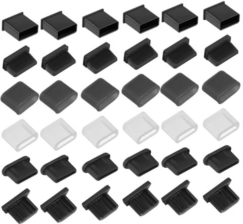 36 StüCk 6 Arten USB-Anti-Staubschutz-Stecker, USB-C-Staubschutz USB-Typ-C-Staubstopper Weiche Micro-USB-Abdeckkappe USB-A-Port-Schutzabdeckung Anti-Staubschutz FüR USB A, Typ C, Micro USB