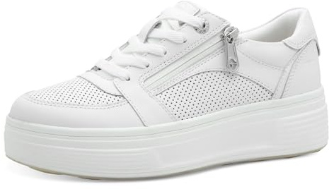Tamaris Comfort Damen Plateau Sneaker mit Reißverschluss Low Top, Weiß (White Structur), 39 EU
