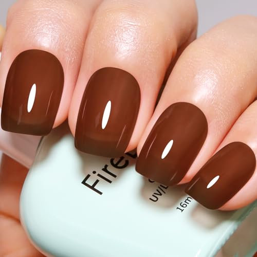Firedeep Jelly Amber Brown Gel Nagellack Sheer Brown Nagellack UV/LED Soak Off Gel Polish für Herbst und Winter 0.54 Fl Oz 1Pcs