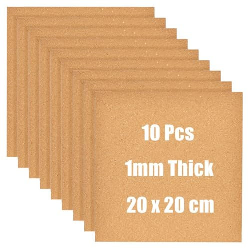 Okydoky Lot de 30 carreaux de liège autocollants de 20 x 20 cm, épaisseur 1 mm – Pour bureau, maison, école