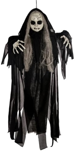 Horror-Shop Broken Gothic Doll mit Langen Haaren Hängefigur 50 cm