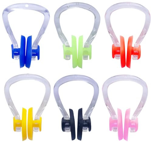 EIHI Tappanaso per Piscina Set Da 6 Pezzi-Tappa Naso Nuoto-Accessori Nuoto-Tappo Naso Piscina-Stringinaso Nuoto-Unisex