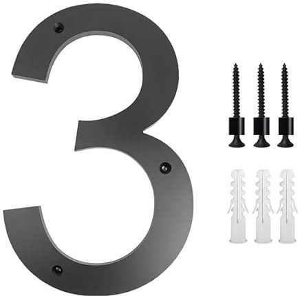 NuméRo Maison Grand numéro de maison de 30 cm, panneau flottant extérieur, numéros de porte modernes, signalisation de bâtiment, panneau d'adresse, panneau de rue Numero Maison Design(No. 3)