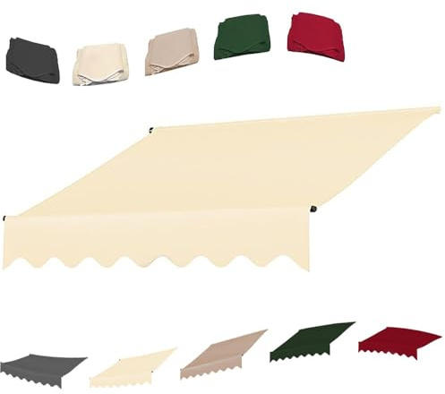 QTWLG Klemmmarkise 300cm 400cm Ersatzstoffe Einziehbare Markise Ersatz Markisenstoff Ersatzoberseite (nur Stoff), Ersatzabdeckung Für Garten Draussen Markise(Beige,10x8ft/300x245cm)
