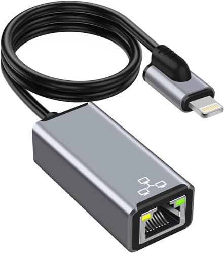 NCGGY Adattatore da Lightn1ing a Ethernet,100Mbps RJ45 con porta di ricarica,compatibile con i-Phone/i-Pad/i-Pod,collega e usa