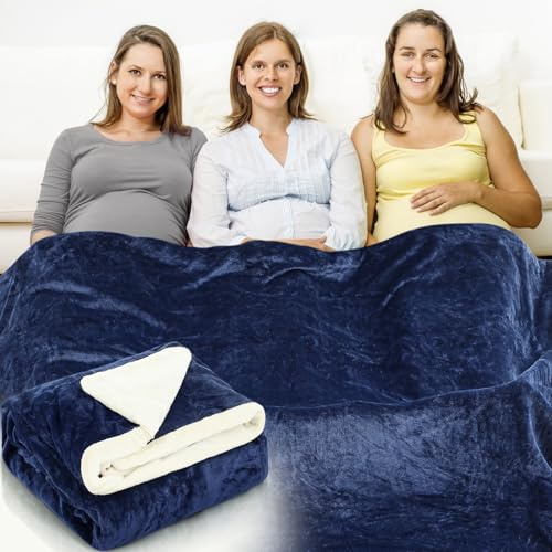 Preboun Faraday-Decke zum Schutz schwangerer Babys, EMF-Blocker-Decke, zweiseitig, für Betten, Couch, Reisen, Flanell, Dunkelblau, 213 x 213 cm
