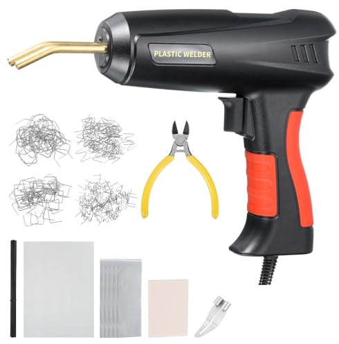 sourcing map Plastic Welder Kit 200W Soldering Gun with 200pcs 4 Type Hot Staplers & Pliers & Rods Kits Plastic Welding Machine for Car Bumper Repair Most Plastic Repair, Black