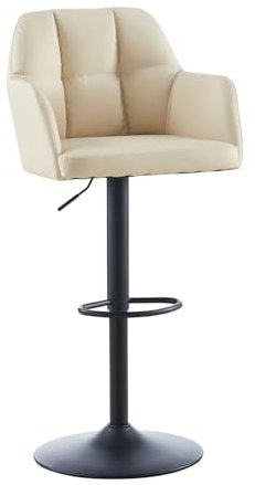 TUKAILAI Barhocker Barstühle Höhenverstellbar, Drehstühle, Barstuhl Küchenstühle mit Rückenlehne und Fußstütze, gemütliche Kunstleder weiche Sitzfläche, Creme