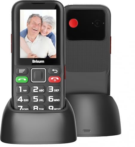 Brisum Verbesserte Version F22 Seniorenhandy ohne Vertrag,2500 mAh Akku Lange Standby-Zeit,Dual SIM mit Notruftaste,Rentner Handy Große Tasten,Großtastenhandy mit Ladestation-2,4 Zoll Farbdisplay