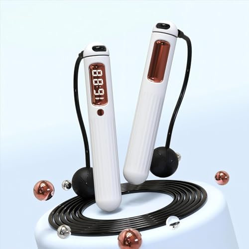 SDKGENU Jump Rope - Jump Rope for Men, Weighted Jump Rope, Jump Rope for Women, Adjustable Length, Smart App, LCD Counter, Durable PVC, 2-in-1 Ropeless & Traditional Modes for Home, Gym, Office,
