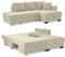 Ecksofa 247x155 cm mit Schwenkfunktion zum Doppelbett, Liegefläche 183x207 cm, platzsparend, Bettkasten, Ottomane links oder rechts montierbar, Bezug Cord in Beige Grau / 15215