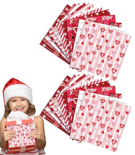 Valentinstag-Musterpapier,Herz-Scrapbook-Papier 24 Stück Spezialpapier Rosa | Doppelseitiges Kartonpapier, Liebesherz, Bastelpapier zum Geburtstag