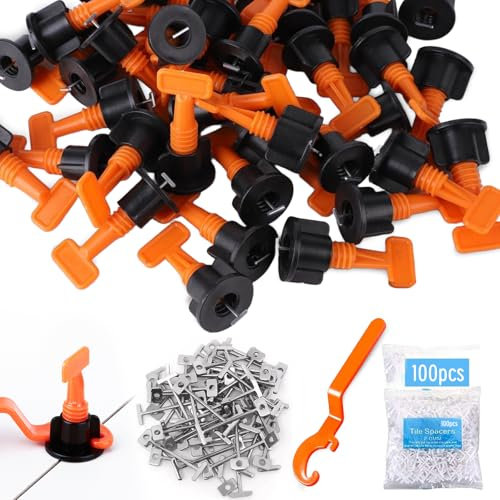 201PCS Tile Leveling System, Reusable Tile Leveler Spacers with Special Wrench Tiling Leveling System Tile Installation Tool Kit for Building Walls Floors