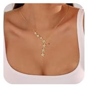 VIROMY Gold Necklace for Women 14K Gold Plated Shining Star Zirconia Pendant Necklace Crystal Choker Chain Dainty Elegant Jewelry for Women