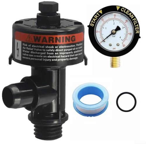 Hasaller Jauges de pression pour filtre de piscine - Valve de purge manuelle - Valve de vidange de rechange - Vannes de libération de pression d'air avec jauge pour filtres Pentair