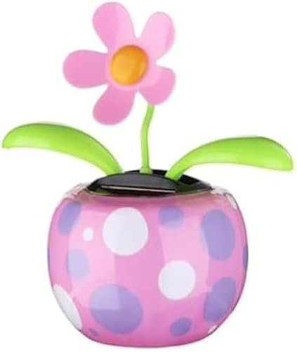 1Pc Pink Flower Solar Powered Dancing Solar Dancing in Colorful Shape Flip Flap Animated Bobblehead Dancer Window Sun Catcher Car Dashboard Decor Solar Power Kits