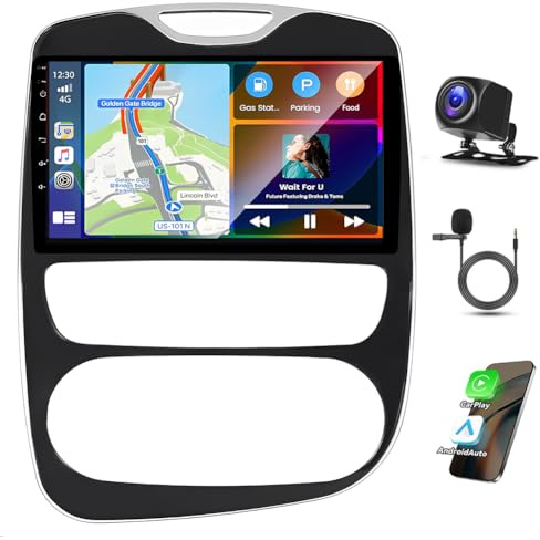 4G+64G Android 14 Car Stereo for Renault Clio 4 ZOE 2012-2019, 10 Inch HD Touch Screen 2 Din Car Radio Receiver w/Wireless Carplay Android Auto GPS Navi Bluetooth Wifi HiFi BT SWC FM Backup Camera