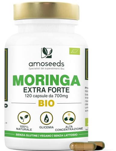 Moringa Oleifera BIO | Extra Forte | Naturale e Puro | 120 capsule | 100% Foglie di Moringa | Qualità superiore