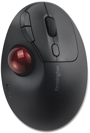 Kensington TB450A Souris Trackball sans Fil, Bluetooth Le et Connexion 2,4 GHz, 4 Options DPI, connecter jusqu'à 3 appareils (K72174WW), Noir/Rouge