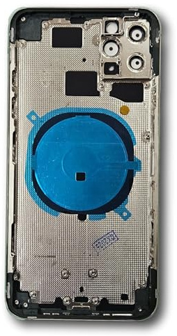 DHLK® Glass Rear Housing Frame compatibile with iPhone 11 Pro Max NO LOGO, NO PRE-INSTALLED COMPONENTS/Rear Shell, battery sitcker,frame, side buttons (black)