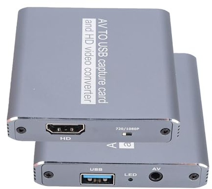 Plyisty VHS-zu-Digital-Konverter, USB-Videoaufnahmekarte Analog zu Digital für Hi8/VCR/DVD/AV, AV-zu-HDMI-Adapter, Speichern Alter Videos auf Laptop