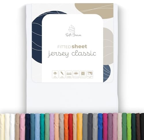 Soft Dream Spannbettlaken 220x200 cm Baumwolle Jersey | Weiß | Steghöhe 30 cm | 150 g/m² | gekämmte Baumwolle | OEKO-TEX Standard 100