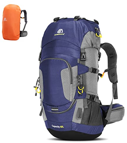 Lixada Wanderrucksack, 50 l, mit Schutzhülle, wasserdicht, ultraleicht, für Bergsteigen, Klettern, Trekking, Sport, Reisen, Camping
