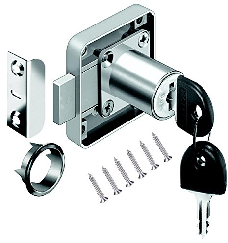 YOUTU® Schrankschloss Möbelschloß Zylinder-Möbelschloss Aufschraubschloss mit Schlüssel Set für Schubladen & Schränke | Stahl vernickelt | Dornmaß: 22mm 26mm 32mm (26mm)