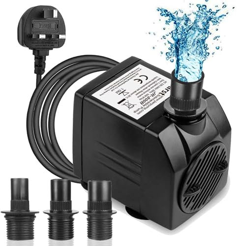 BARST 800L/H Submersible Water Pump,Ultra Quiet Aquarium Pump for Fountains, Pool, Fish Tank, Pond, Hydroponics, Statuary with 4 Srtong Suction Cups,3 Nozzles 12W, 1.83m Power Cord