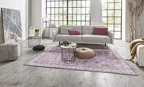 Nouristan Asmar Teppich – Wohnzimmerteppich Orient-Touch Detailiertes Muster Florales Kurflor Flachgewebe Teppich für Esszimmer, Wohnzimmer, Schlafzimmer – Himbeerrot, 120x160cm