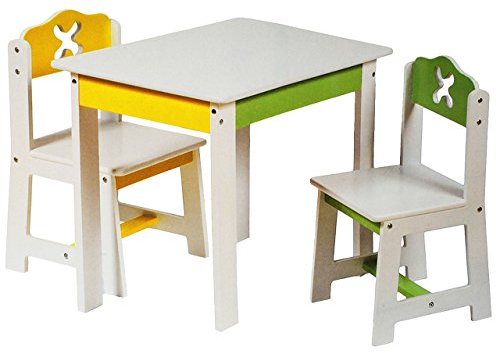 alles-meine.de GmbH 1 Stück Stuhl für Kinder - aus Holz - weiß/gelb - Beistellstuhl/Kinderstuhl - für Jungen & Mädchen - Kindermöbel - Kinderzimmer für Circa 1-3 Jahr..