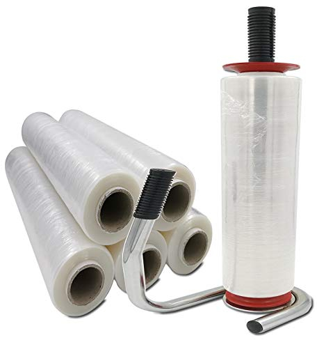 verpacking Stretchfolie 23 my Transparent 50 cm x 300 m reißfeste Umzugsfolie Folie für Möbel Wickelfolie Palettenfolie Packfolie (+ Profi-Abroller, 6 Rollen)