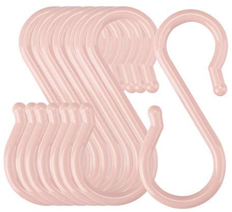 8 Pack of S-Shaped Plastic Hanging Hooks for Kitchen, Bathroom, Closet, Hanger Pots and Saucepans, Cups, Utensils, Clothes, Towels, Rack, Pink