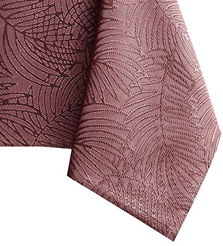 AmeliaHome 80x80 cm Tischdecke Tischtuch Tafeldecke Fleckschutz Lotuseffekt Abwaschbar Wasserabweisend Ornament Altrosa Gaia
