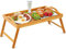 Mantraraj Wooden Bamboo Food Serving TV Tray With Handles Portble And Folding Legs Dinner Breakfast Lap Table Mat For Sofa And Bed - 50x30cm