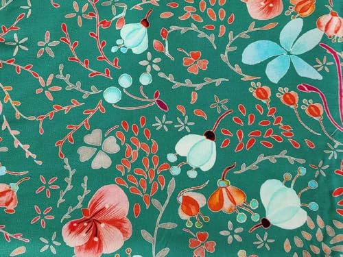 Viskose Stretch, Muster Blumen als Meterware, 50 cm