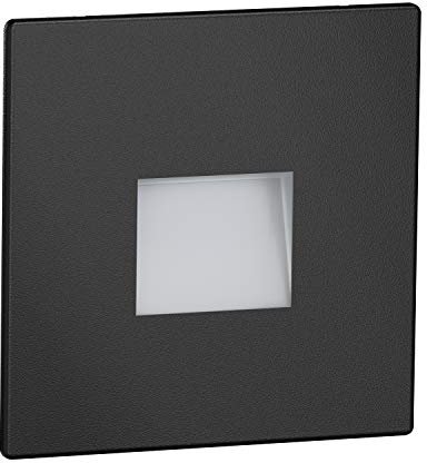 ledscom.de LED Treppenlicht/Wandeinbauleuchte FOW für innen und außen, Downlight, eckig, schwarz, 85 x 85mm, warmweiß