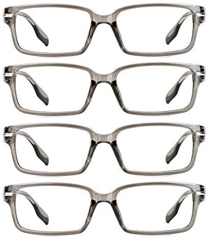 LifeArt Lesebrillen, Blaulicht-Blockierbrille, Computer-Lesebrille für Damen und Herren, Brillengestell mit rechteckigem Mode-Design (4 Grau, 2.00)