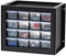 IRIS Plastic Parts Storage Hardware and Craft Cabinet, Black, 16 Drawer