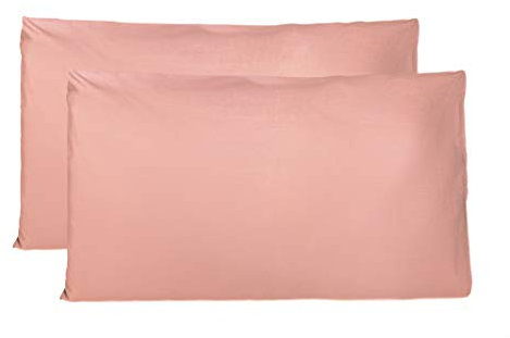 FARFALLAROSSA Taie Oreiller 100% Coton 50x80 CM Lot De 2, Taie d'oreiller Rectangulaire 100% Puro Coton avec Fermeture - Rose Crème