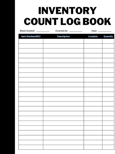 Inventory Count Log Book: Stock Record Book For Personal or Business Use, Inventory Tracker, Organizer, Inventory Log Sheet, Inventory Count List