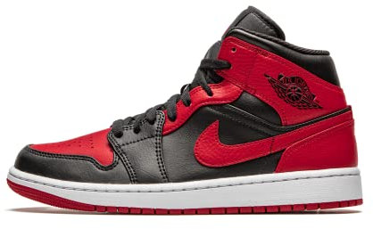 Nike Herren Air Jordan 1 Mid Schuhe, Schwarz Gym Rot Weiß, 49.5 EU