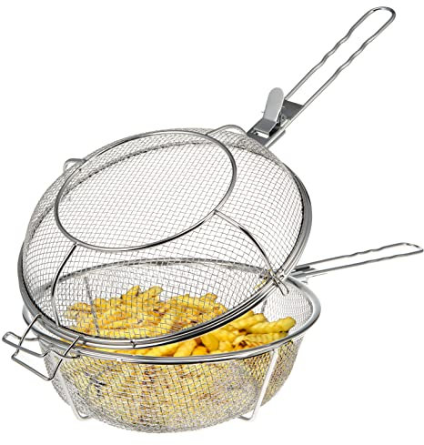 bremermann Grillkorb klappbar // Edelstahl Ø ca. 30 cm, Griffe abnehmbar