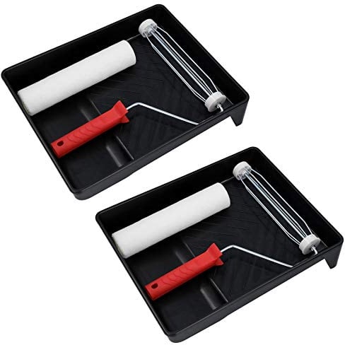 9” 230mm Large Painting Paint Roller Tray + Thermal Bonded Sleeve for Gloss 2pk